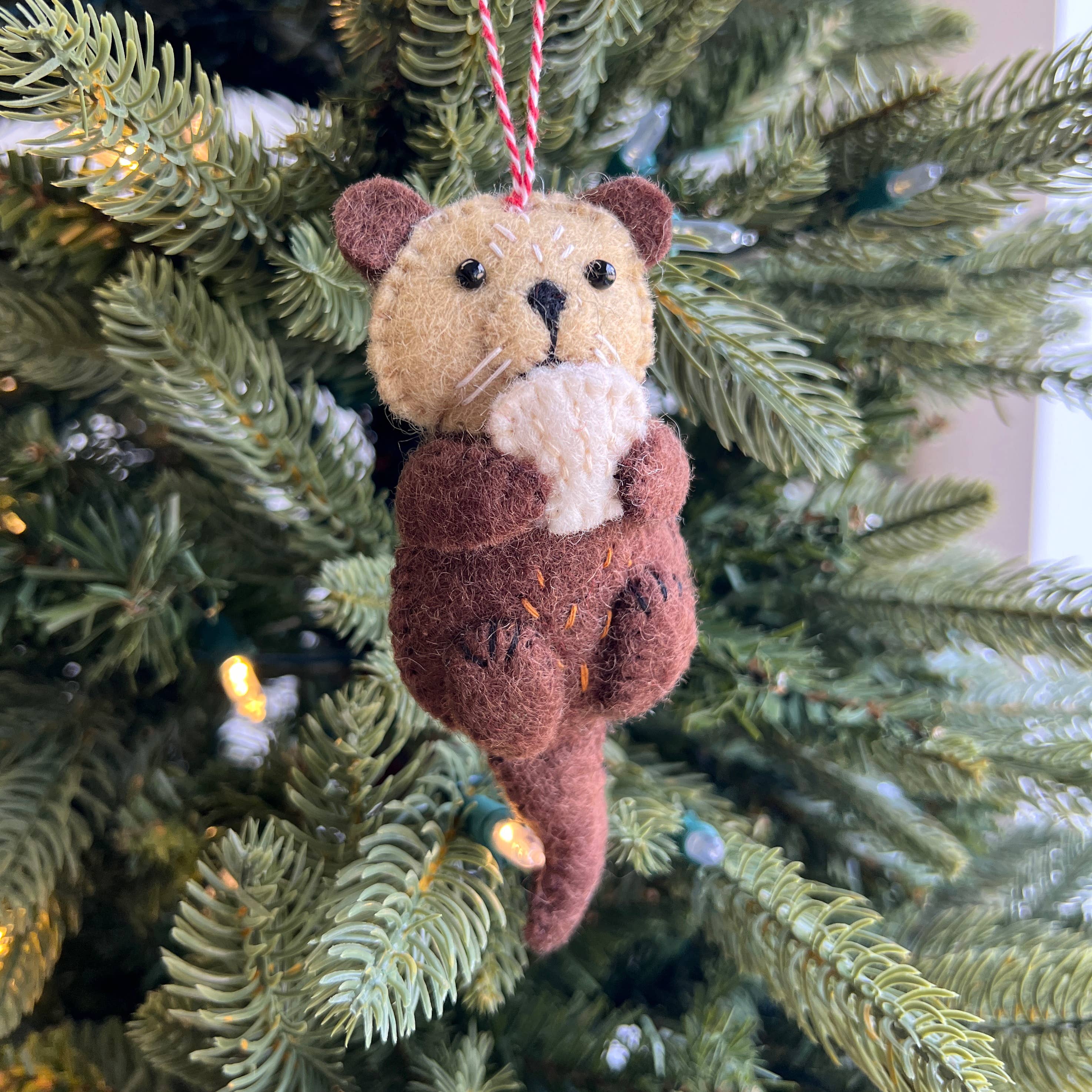 Otter Felt Wool Christmas Ornament  - Image 2