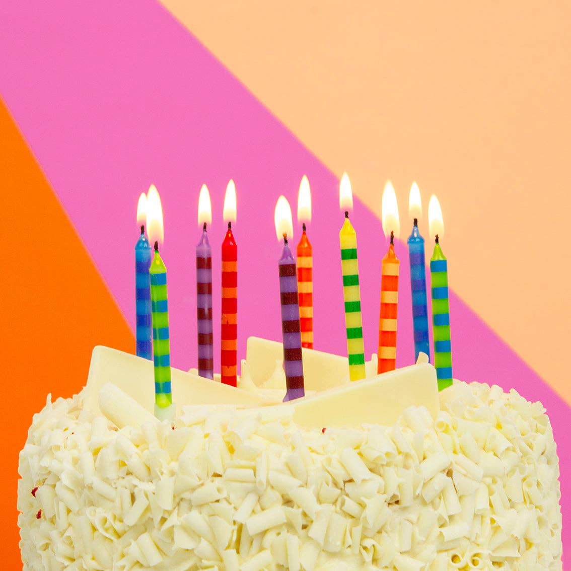 Striped Multicolor Candles - 24 Pack | Cake Candle | - Image 3