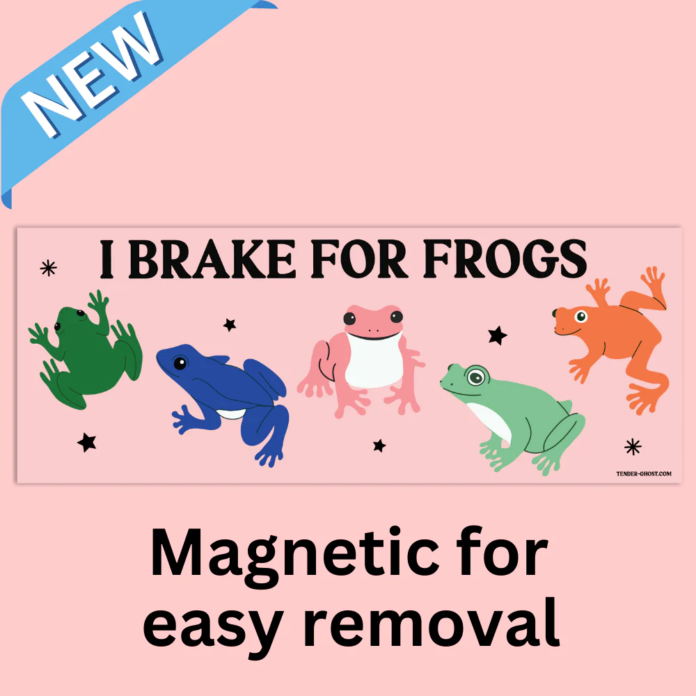 I Brake For Frogs Bumper Magnet - Image 1