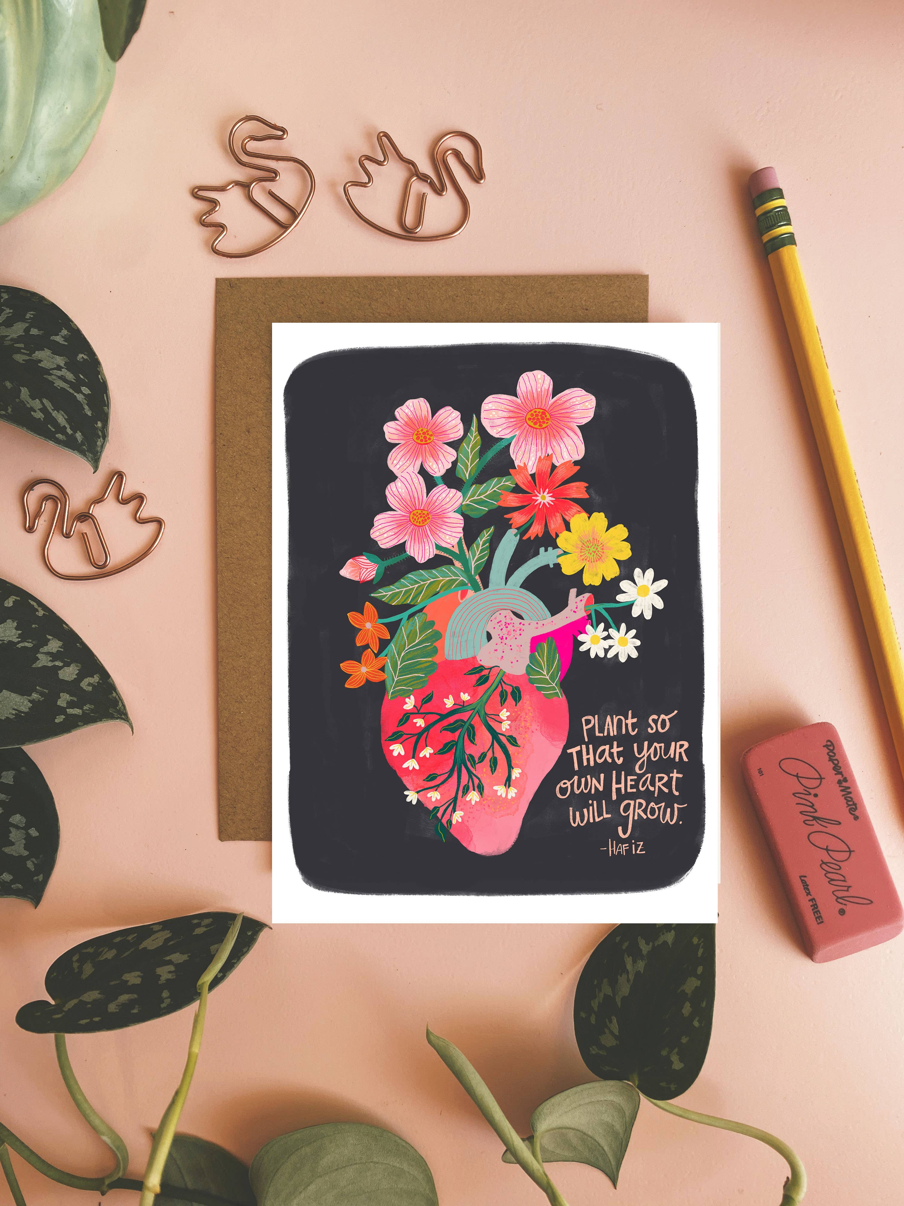 Grow Your Heart - Greeting Card - Hafiz Quote - Image 1
