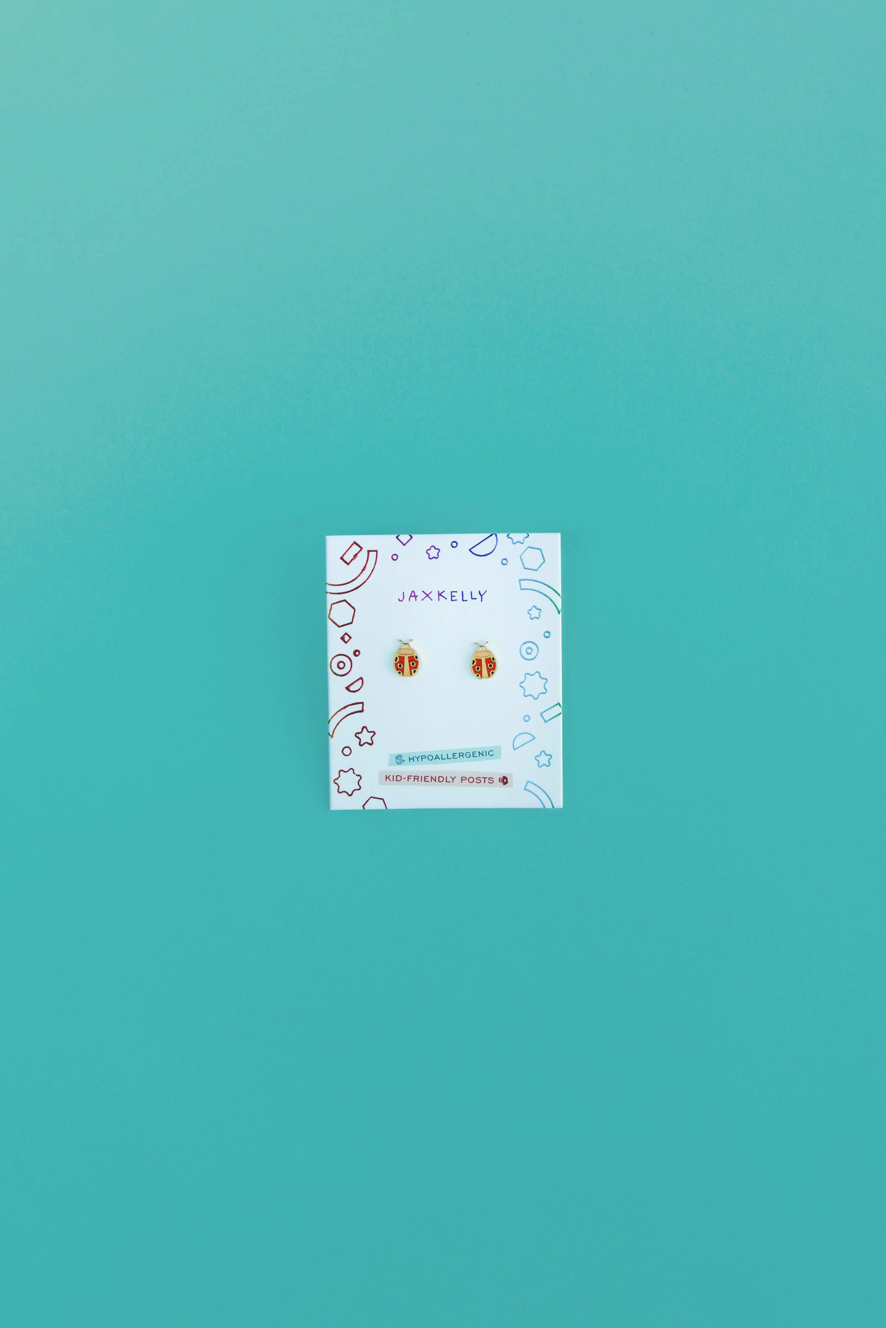 Ladybug Enamel Flat Back Kids Earrings - Image 2