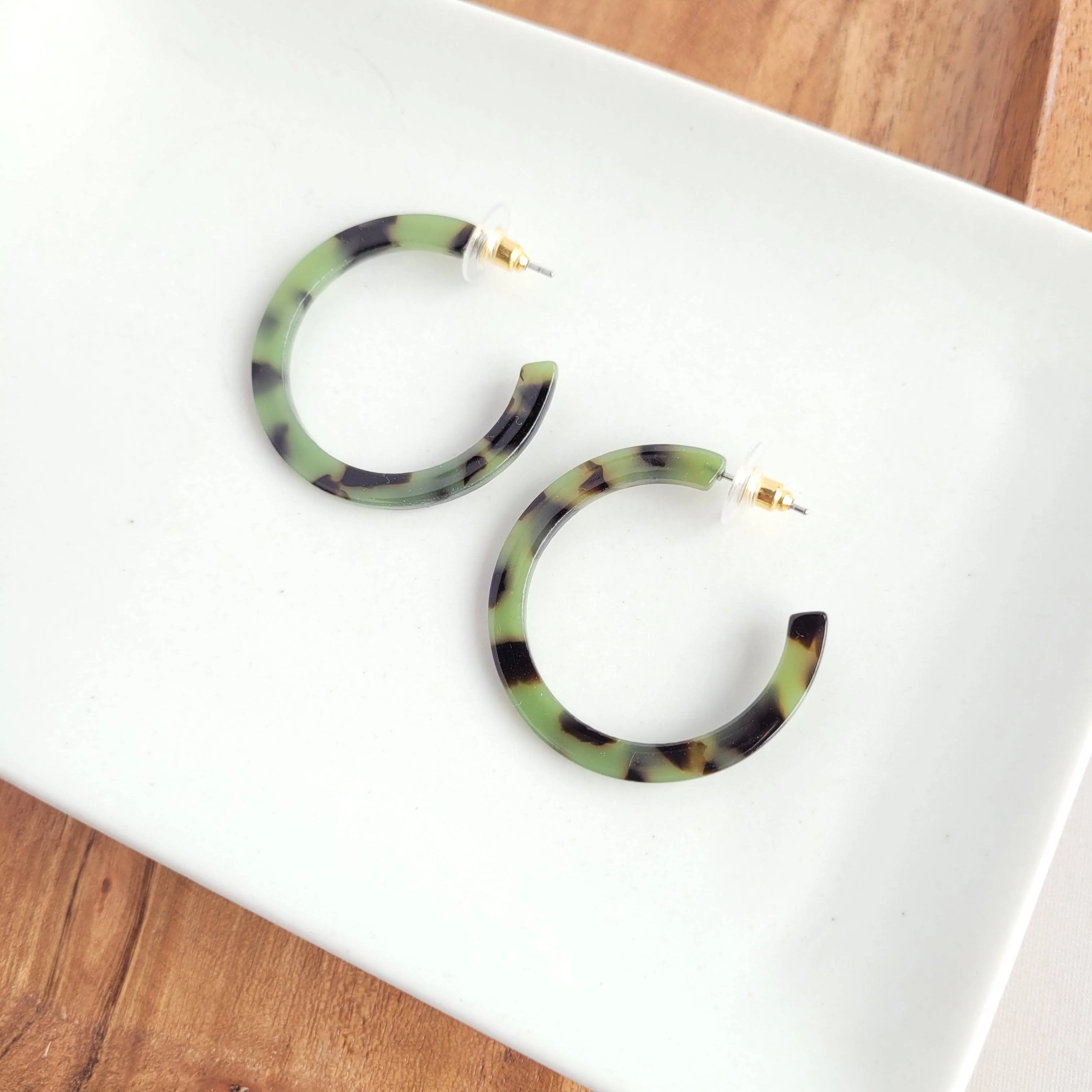 Camy Hoops - Olive Tortoise // Earrings, Jewelry, Gifts, Fall - Image 3