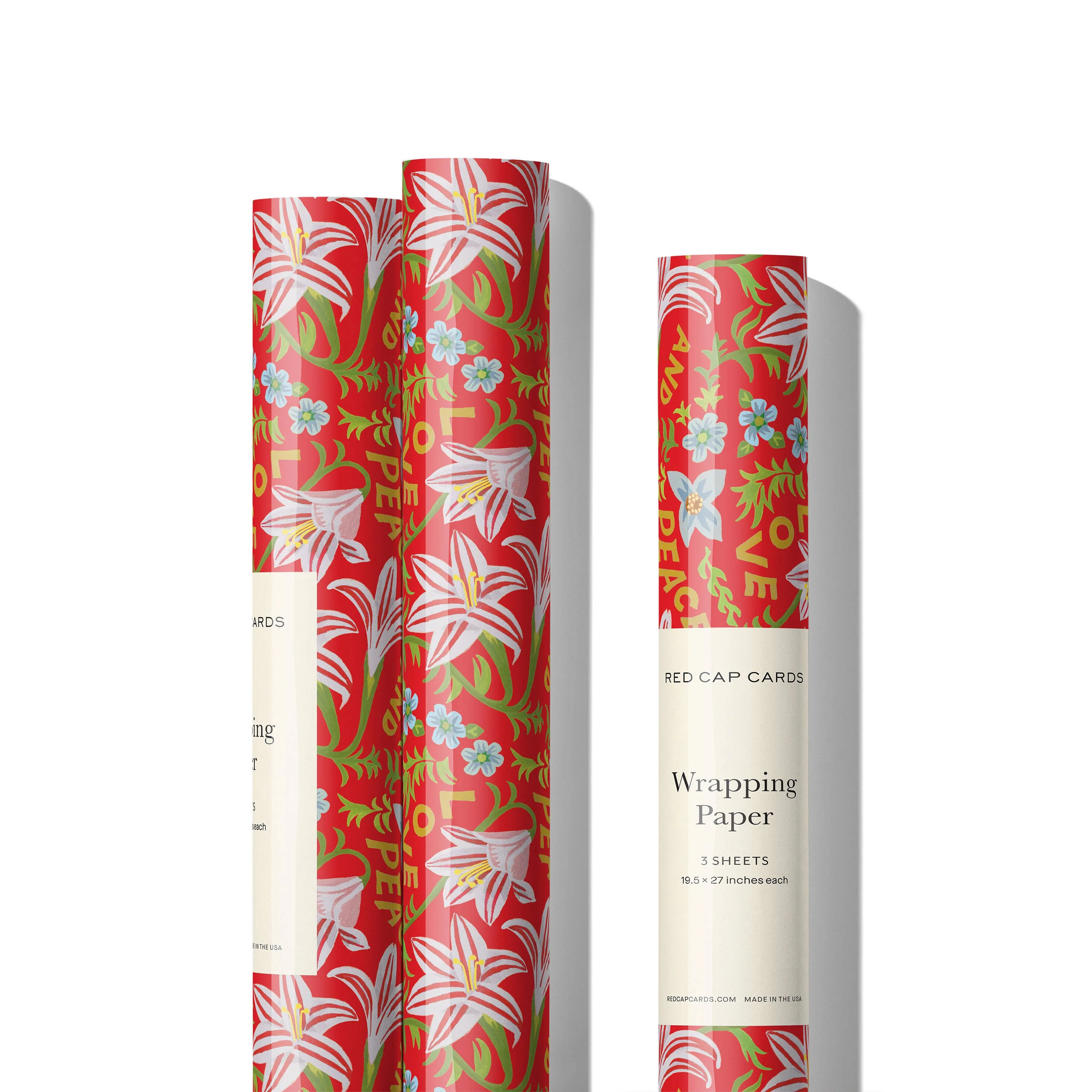Peace and Love Amaryllis holiday wrapping paper - Image 2