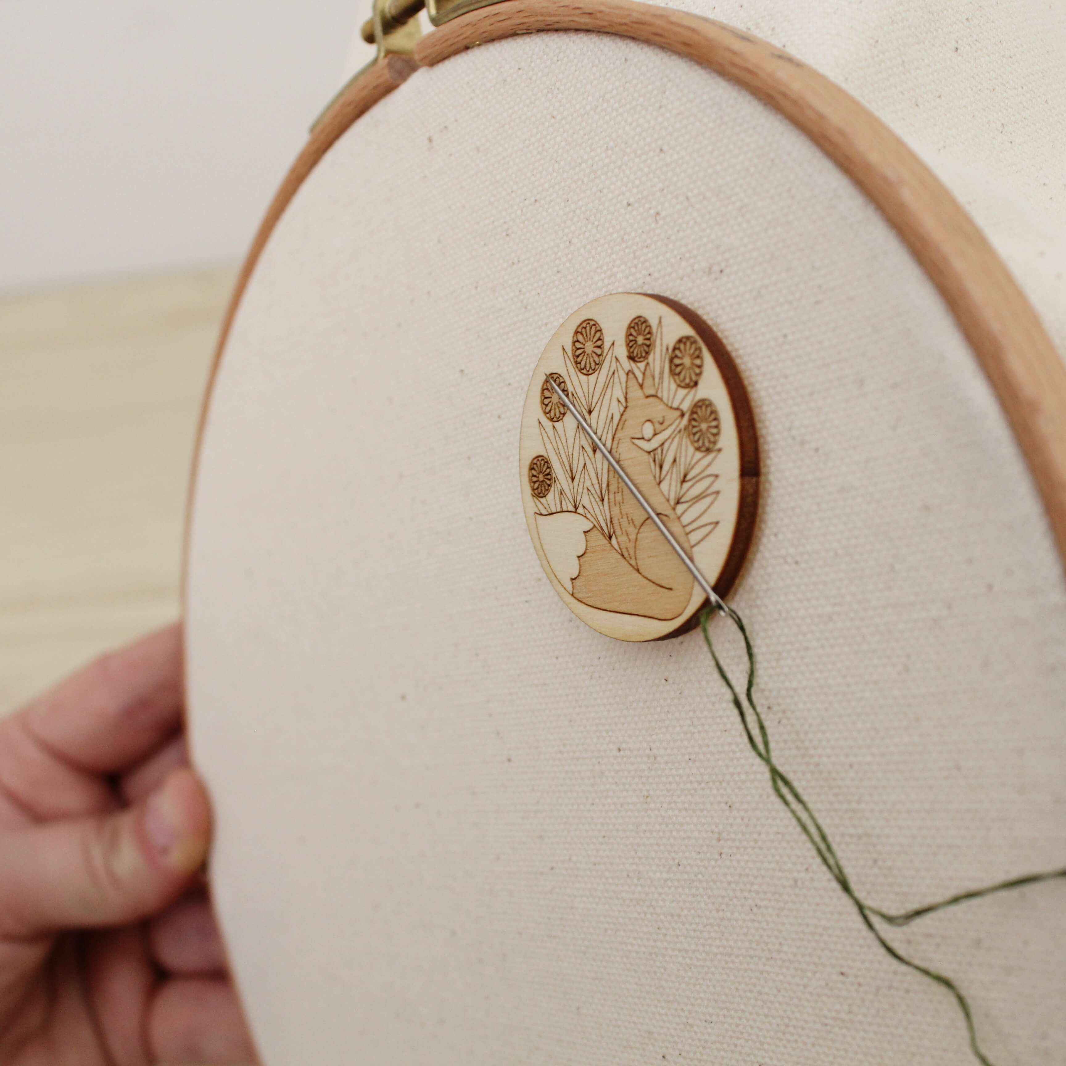 Wood Fox Needle Minder, Nature Themed Sewer's Gift - Image 3