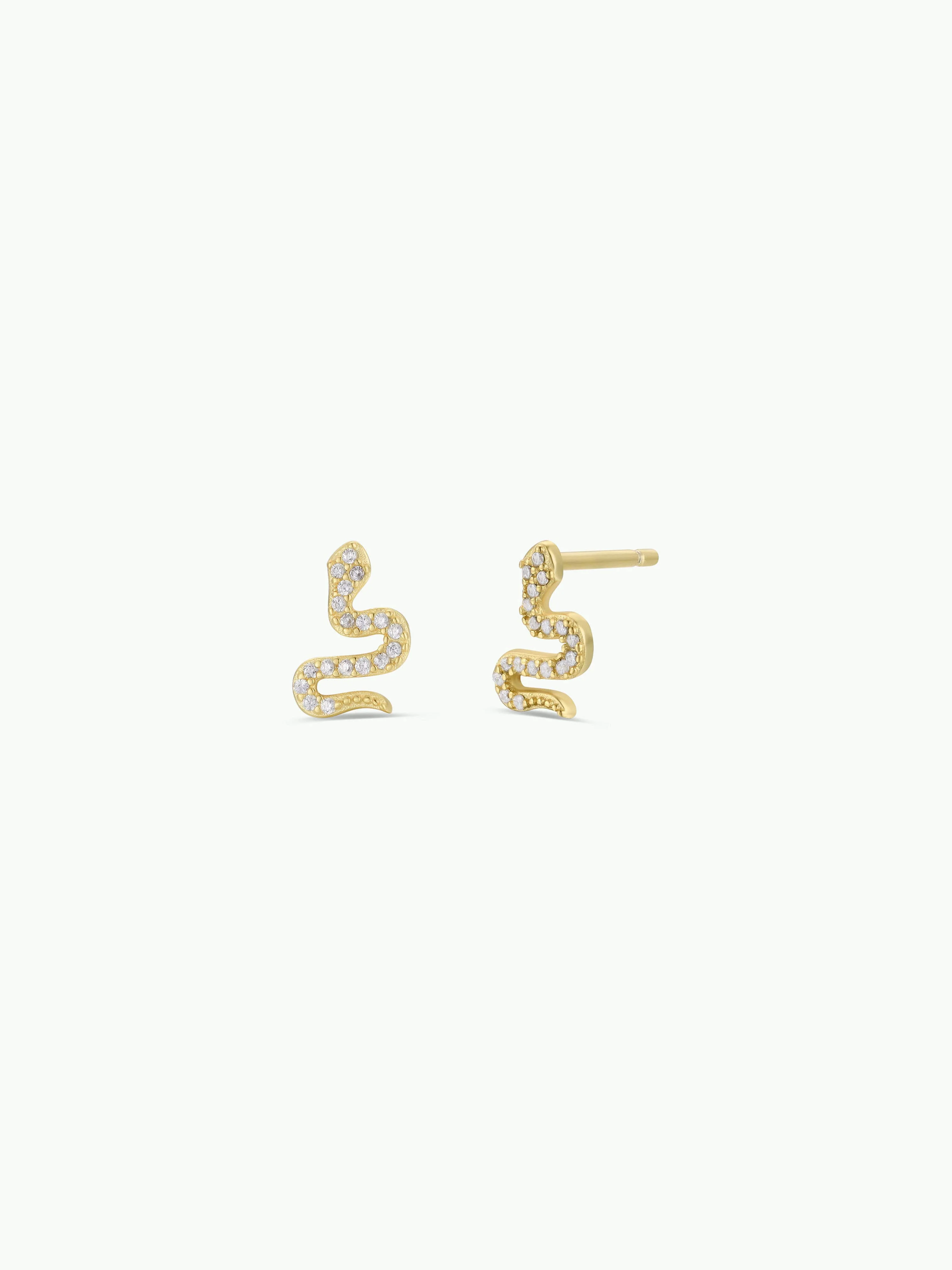 Pave Stud - Snake - Gold Earrings - Image 1