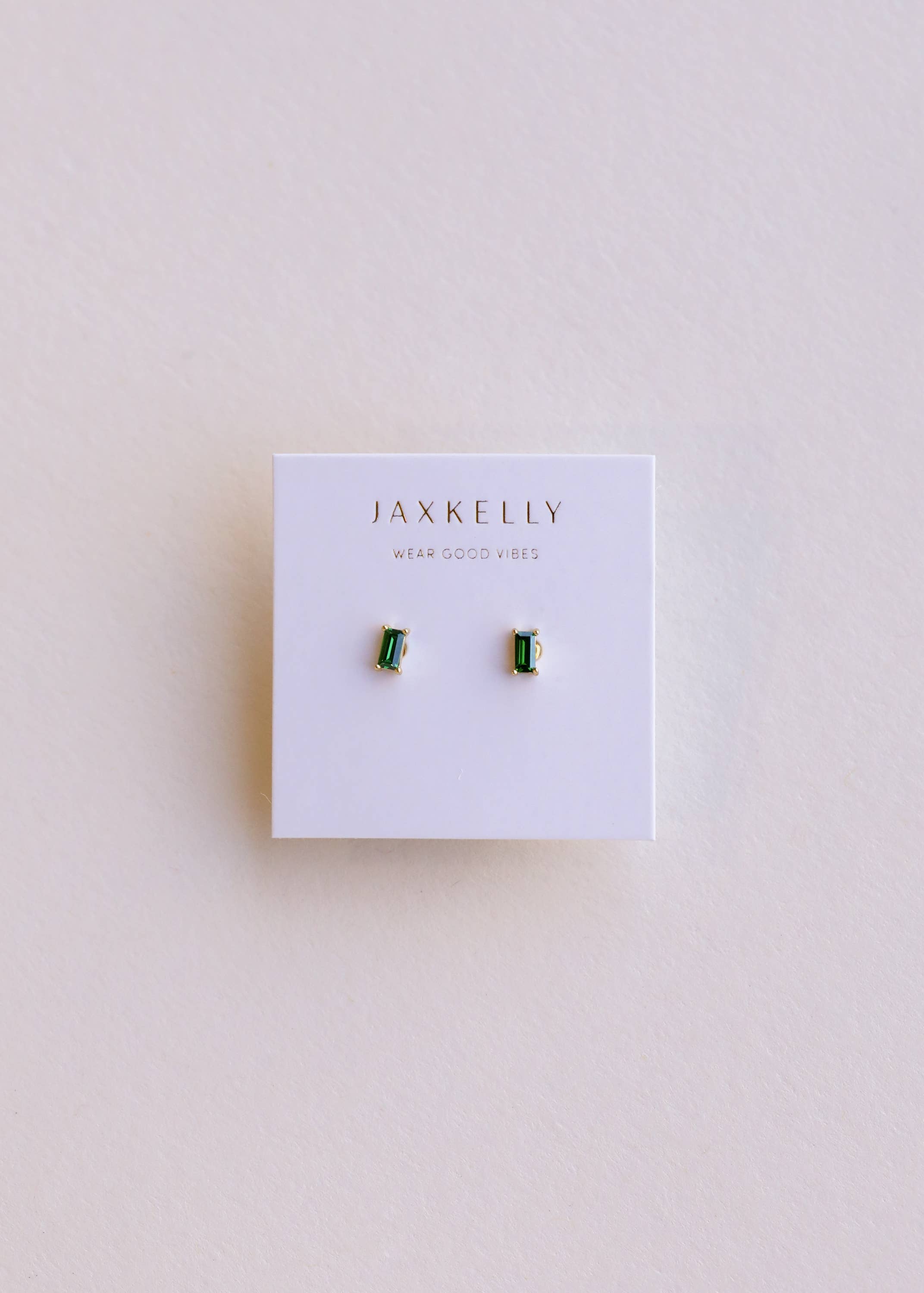 Baguette - Emerald - Gold Earrings - Image 2
