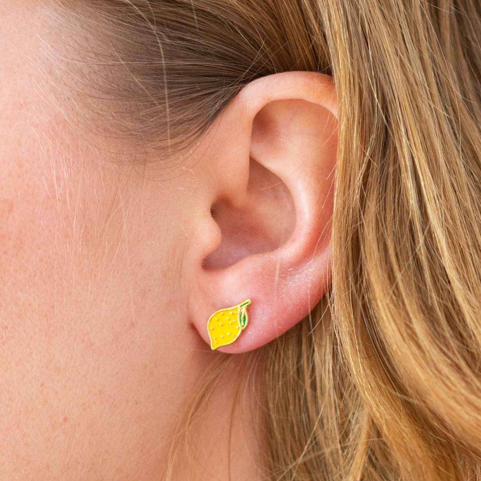 Lemon Enamel Earrings - Image 2