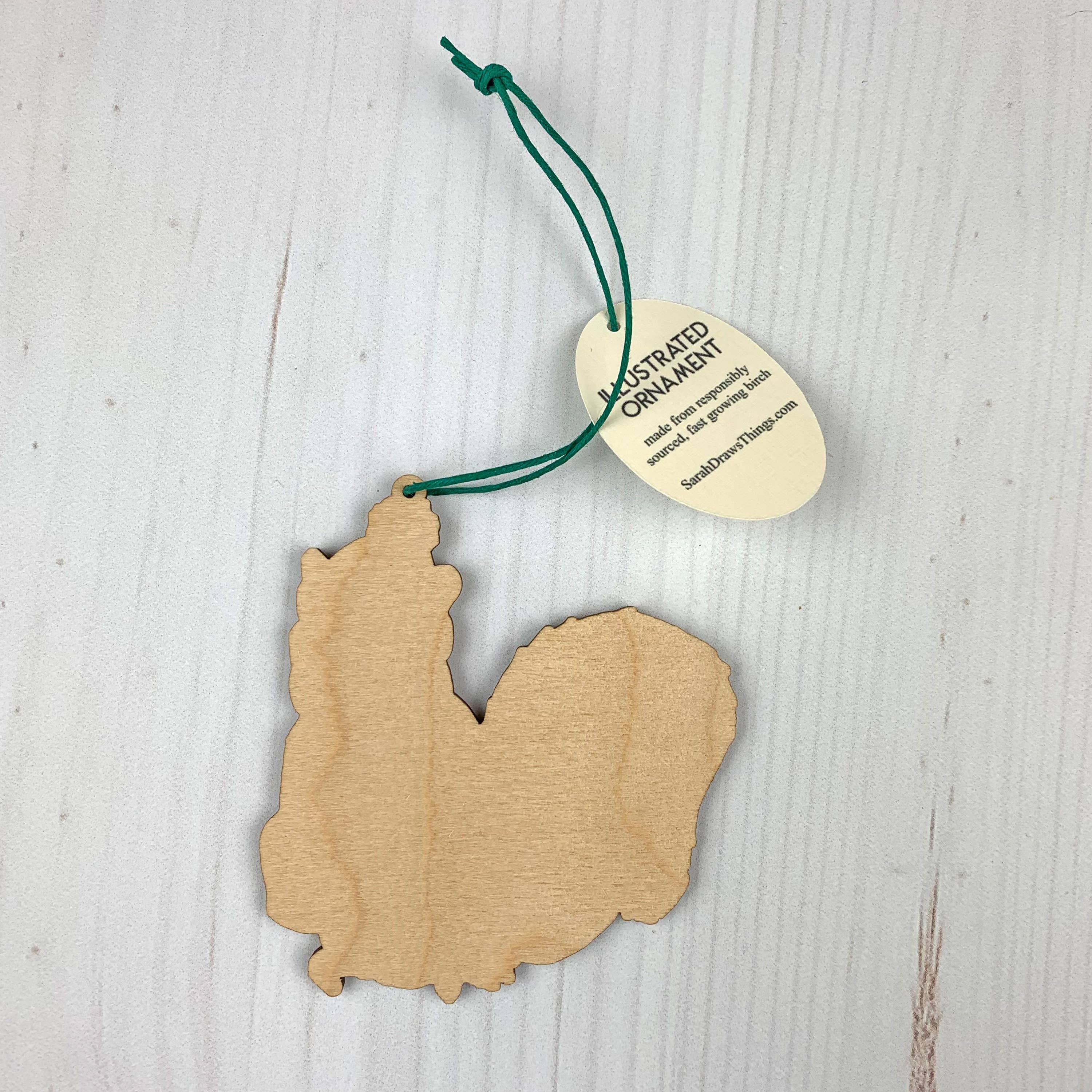 Beer Squirrel- 3.5" illustrated wooden tree ornament - Image 3