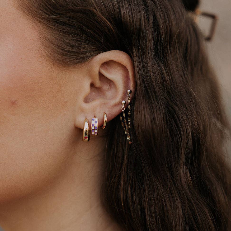 Purple & White Checkered Hoops *LIMITED EDITION* - Image 1
