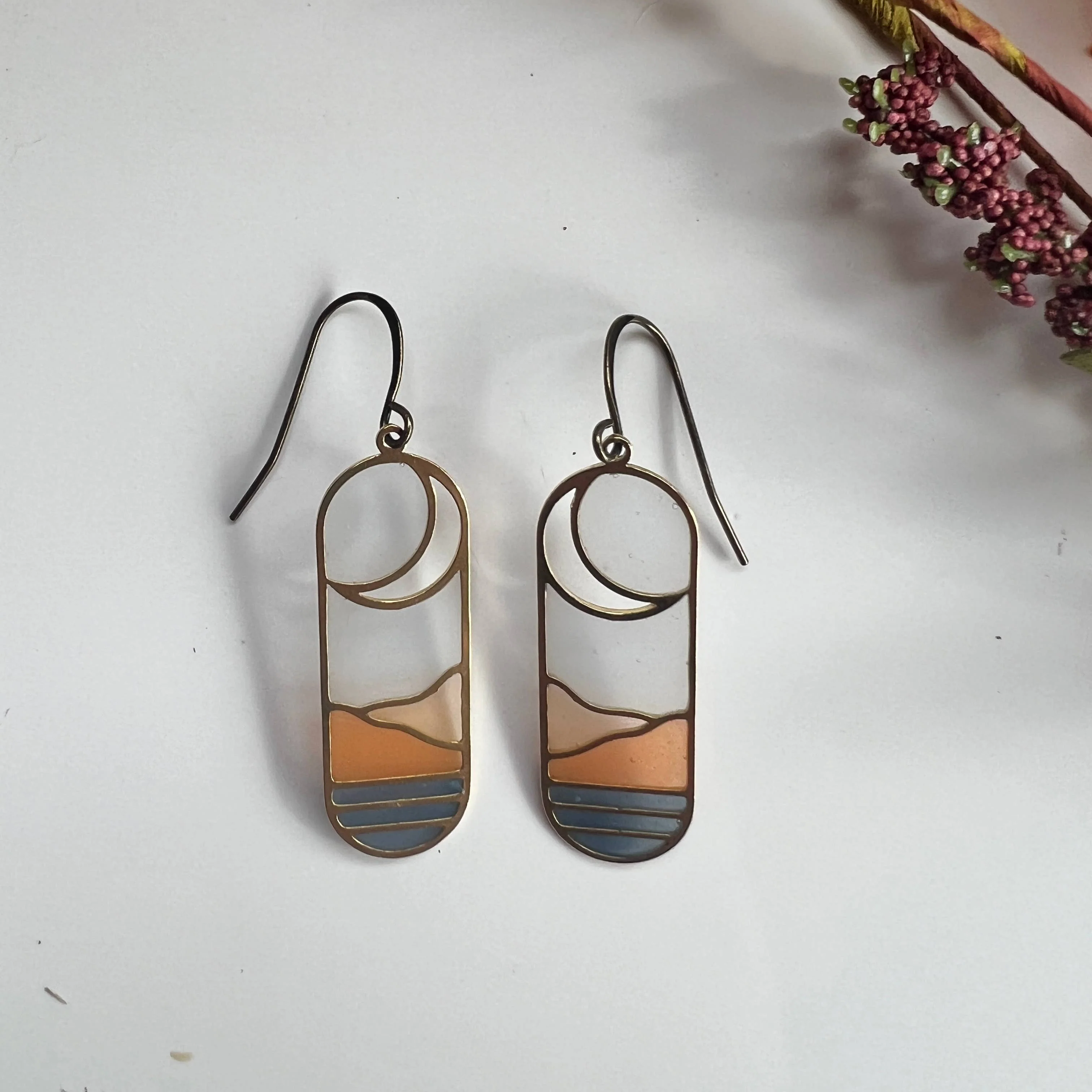 Horizon // stained glass resin earrings - Image 1