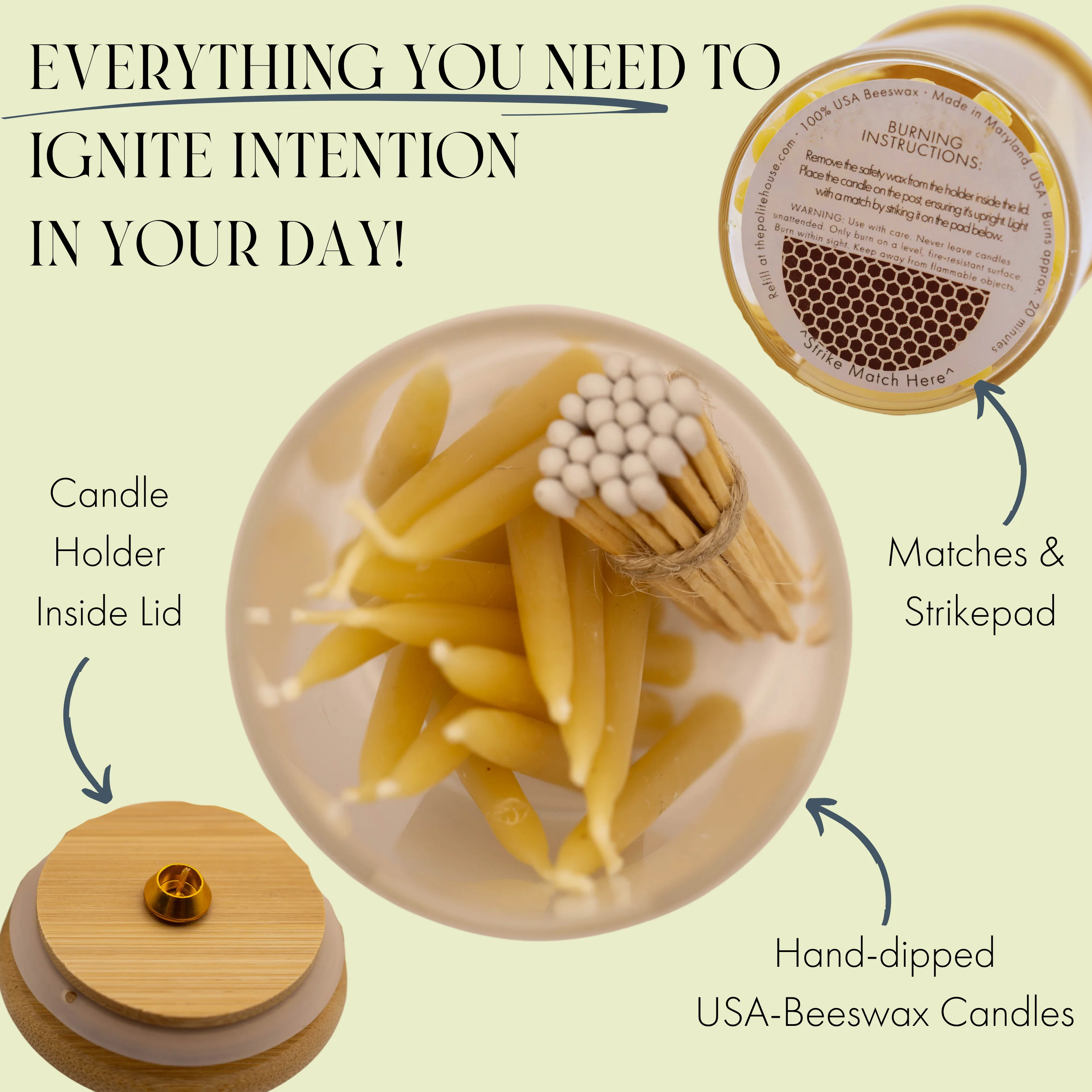 20 Minute Beeswax Candle Set: Mindful (Set of 20) - Image 3