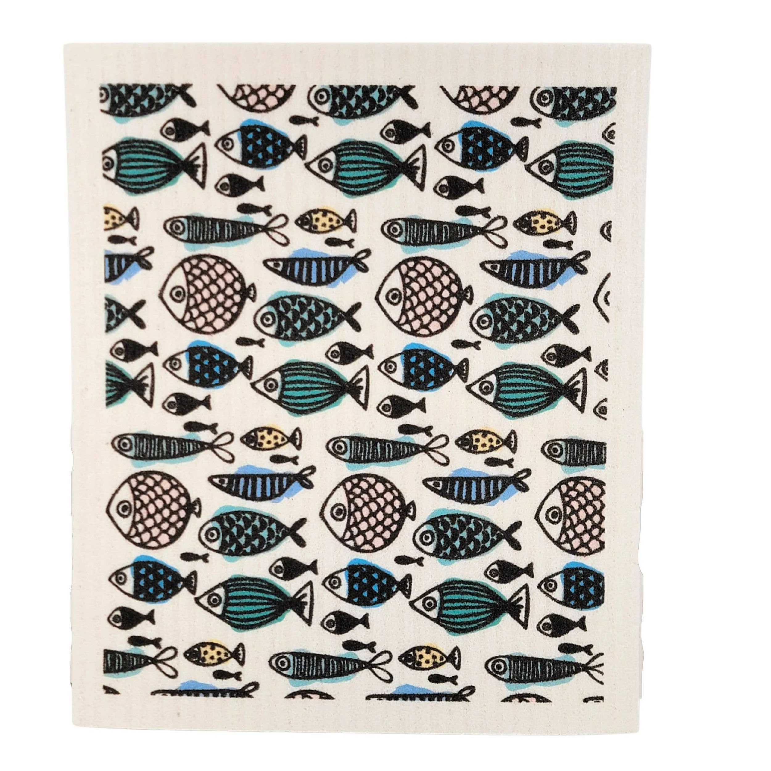 Summer Fish Pattern Swedish Dishcloth - Beach Home Dishcloth - Image 1