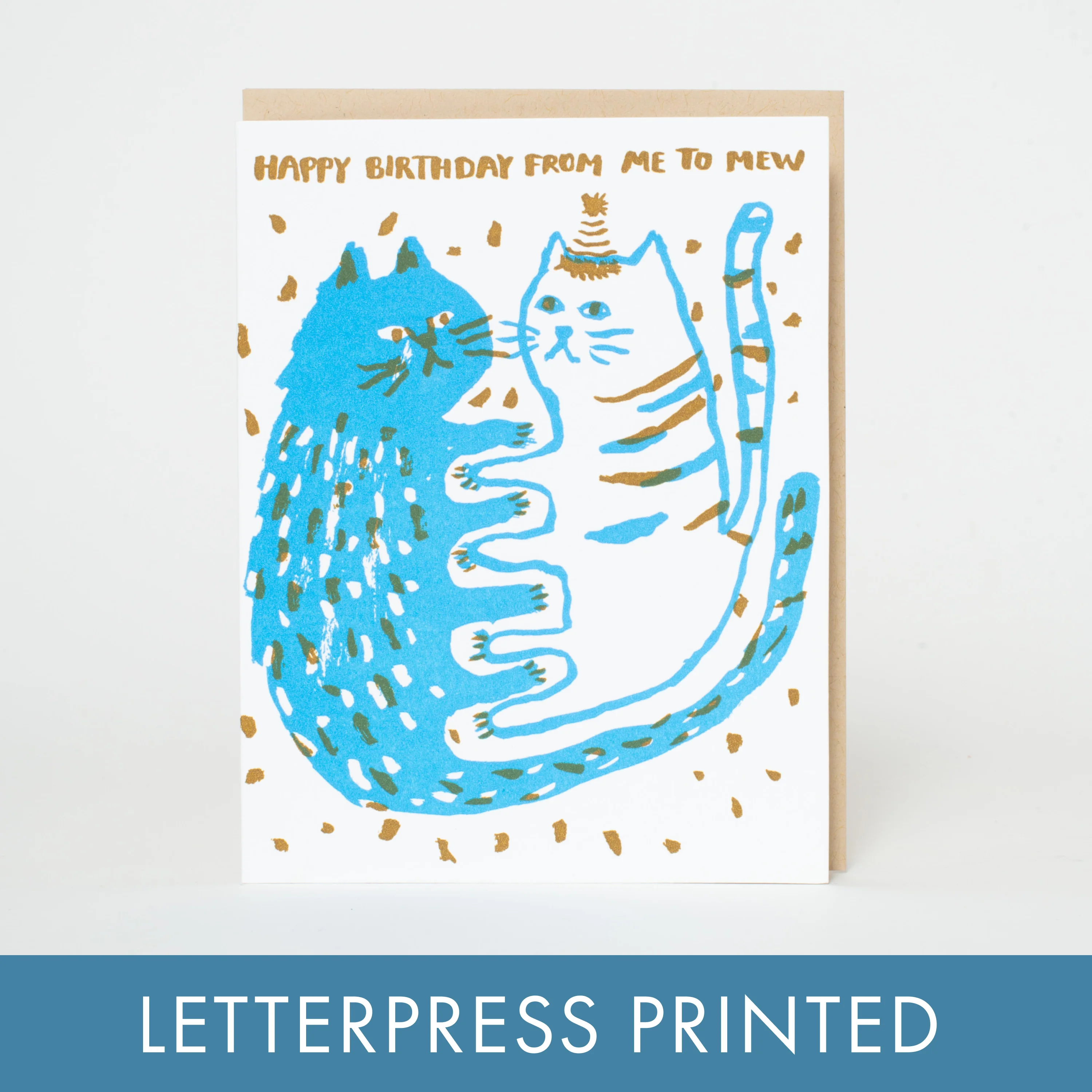 Birthday Me to Mew Cats Letterpress Greeting Card by Egg Press