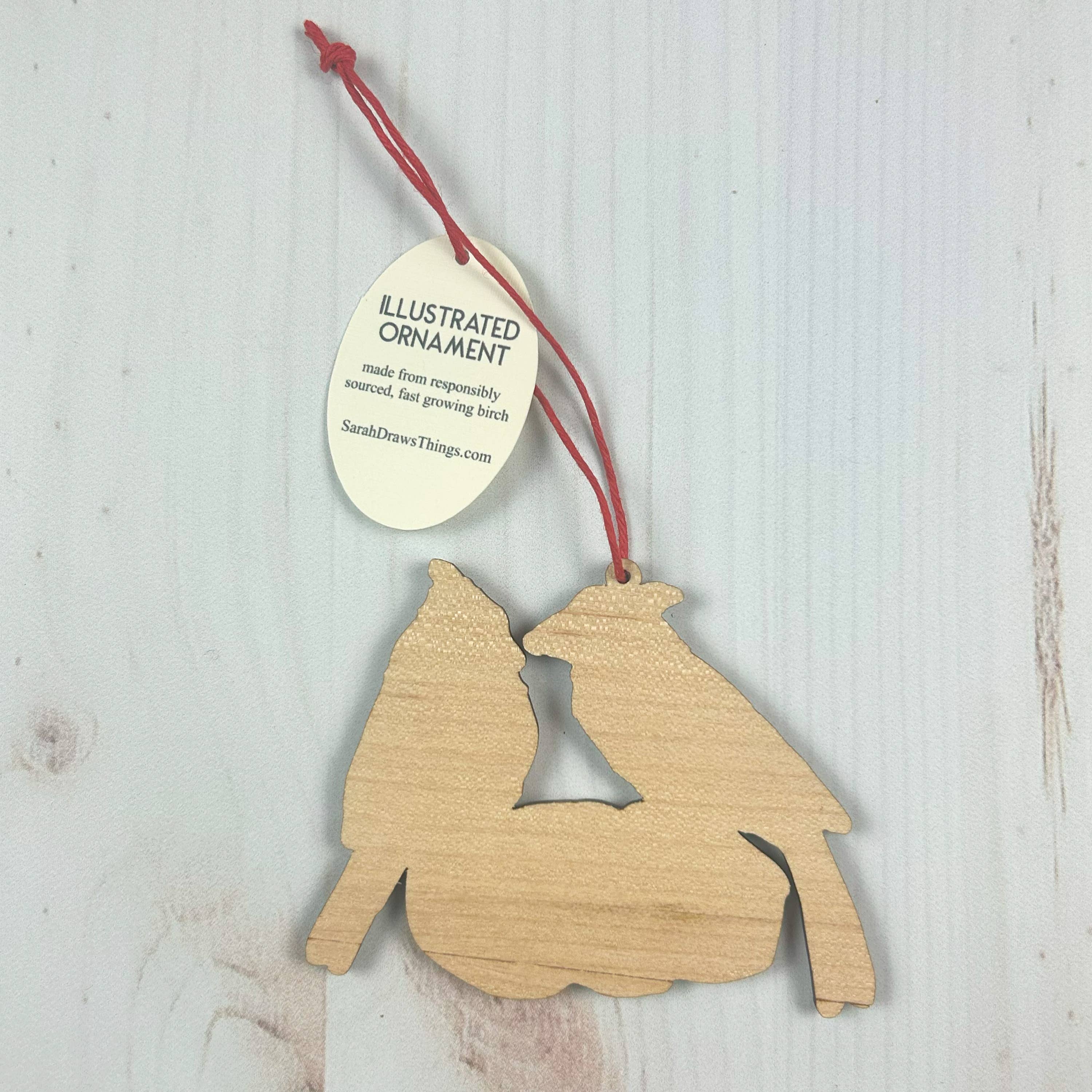Cardinal Tastykake - 3.5" illustrated wooden tree ornament - Image 3