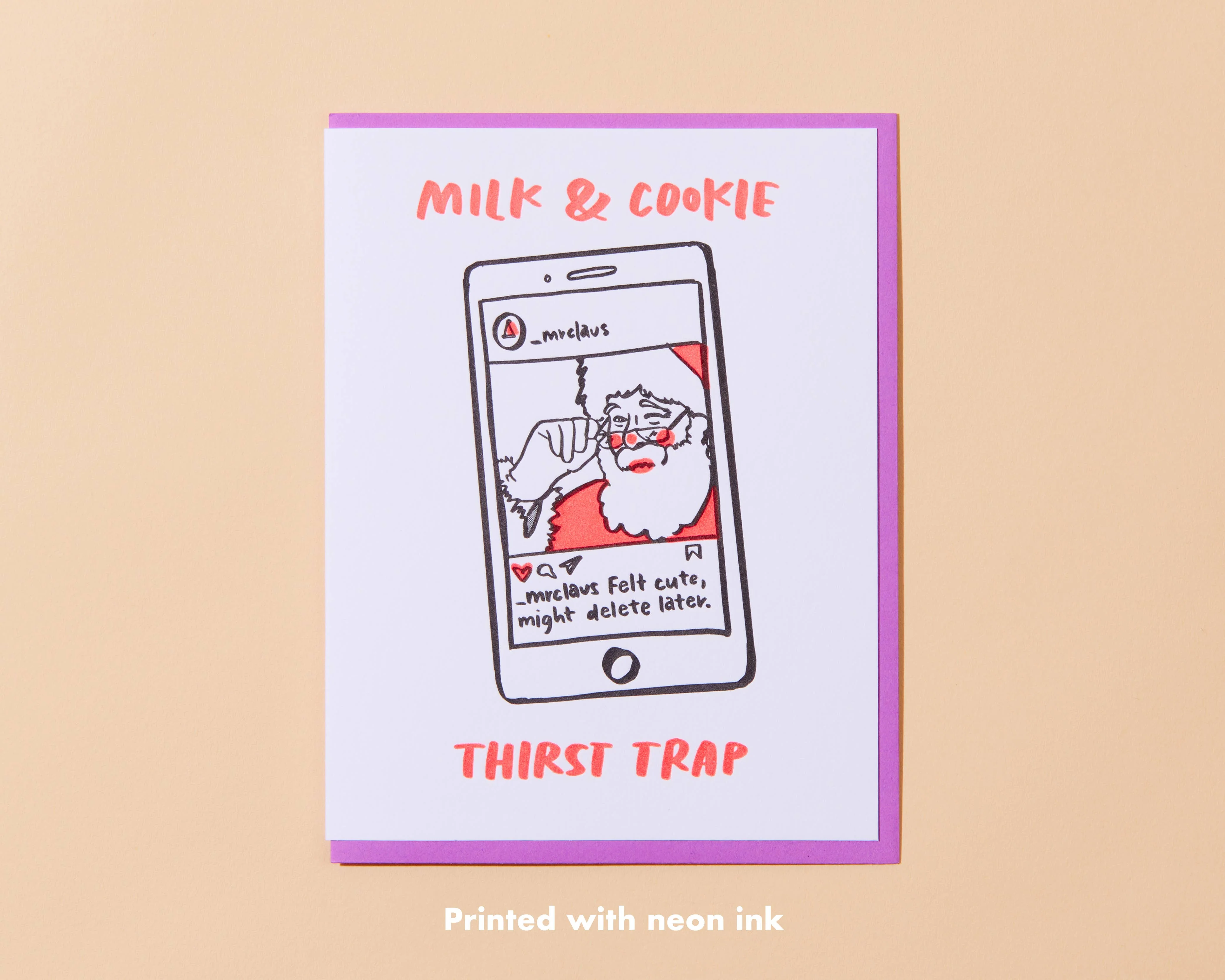Thirst Trap Christmas Eve Letterpress Greeting Card – Santa card