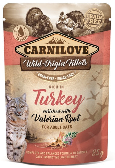 Carnilove Cat Turkey & Valerian Root – indyk i waleriana saszetka 85g