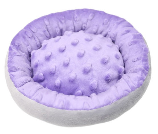MIMIKO Pets legowisko okrągłe mini 20 cm wrzosowe - wysoki rant i miękki polar z wypustkami - Image 1
