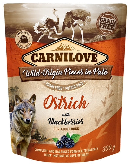Carnilove Dog Ostrich & Blackberries – struś i jeżyny saszetka 300g