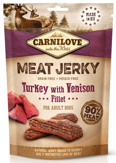 Carnilove Dog Jerky Turkey & Venison Fillet - 90% mięsa w miękkich filetach - Image 1