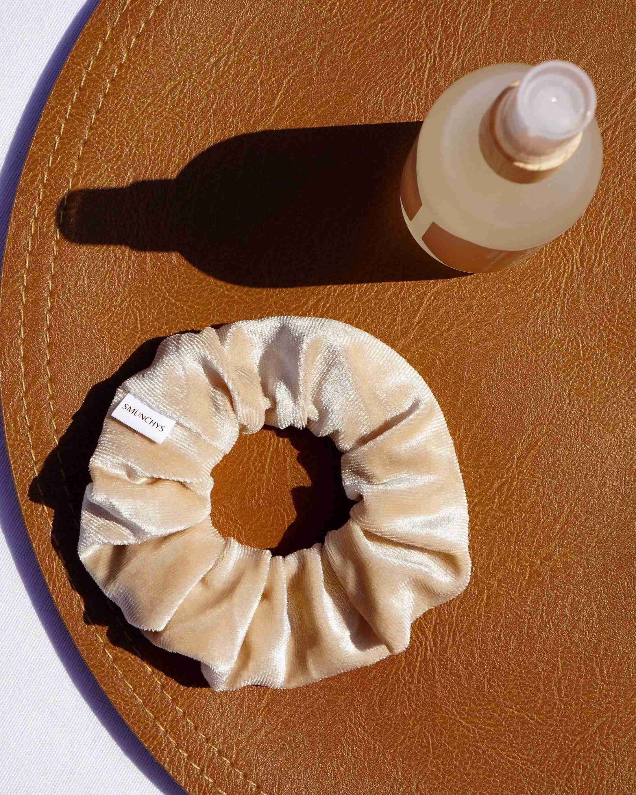 Velvet Cream Zipper Pocket Scrunchie - Image 3