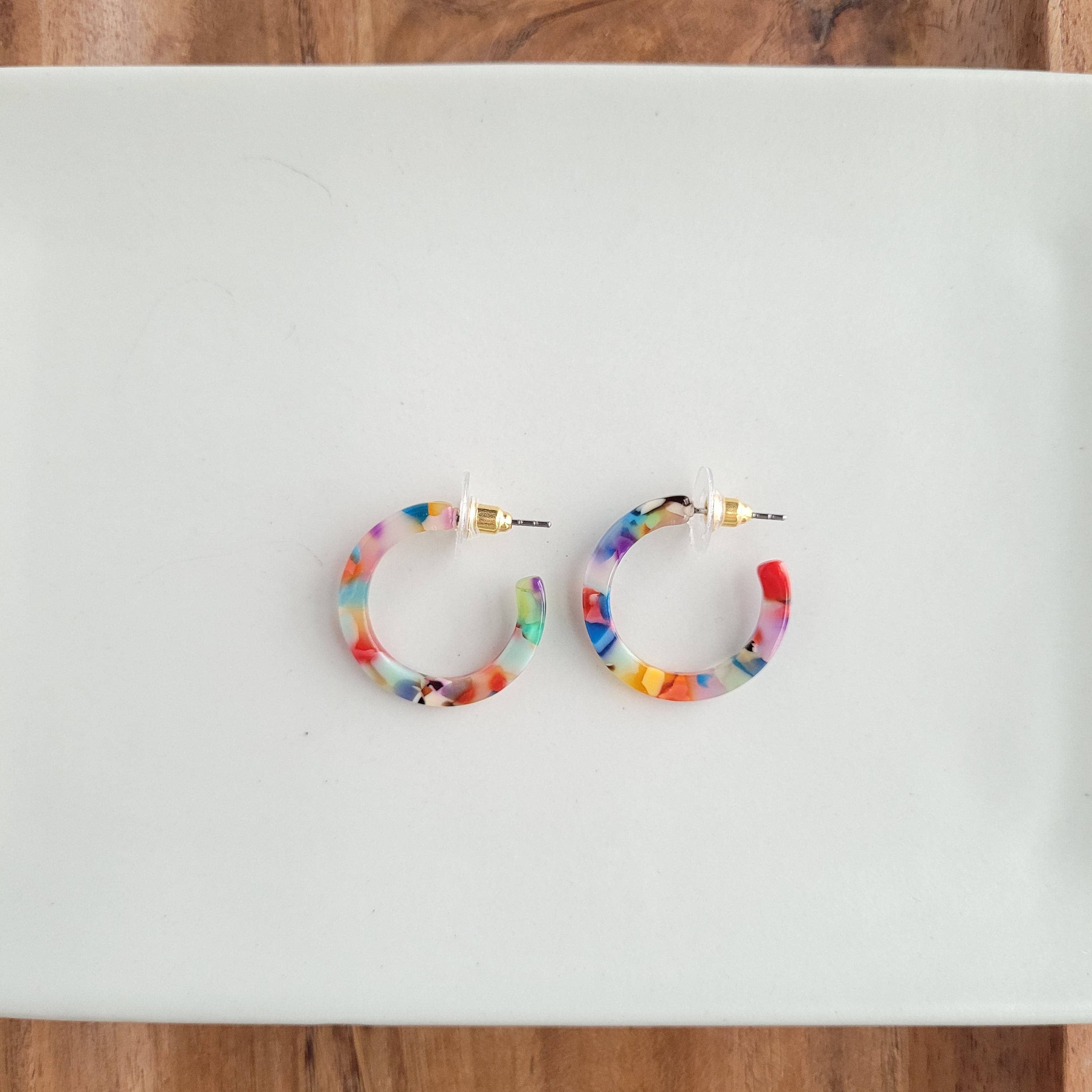 Cam Mini Hoops - Fiesta // Earrings, Jewelry, Gifts, Best Seller - Image 1