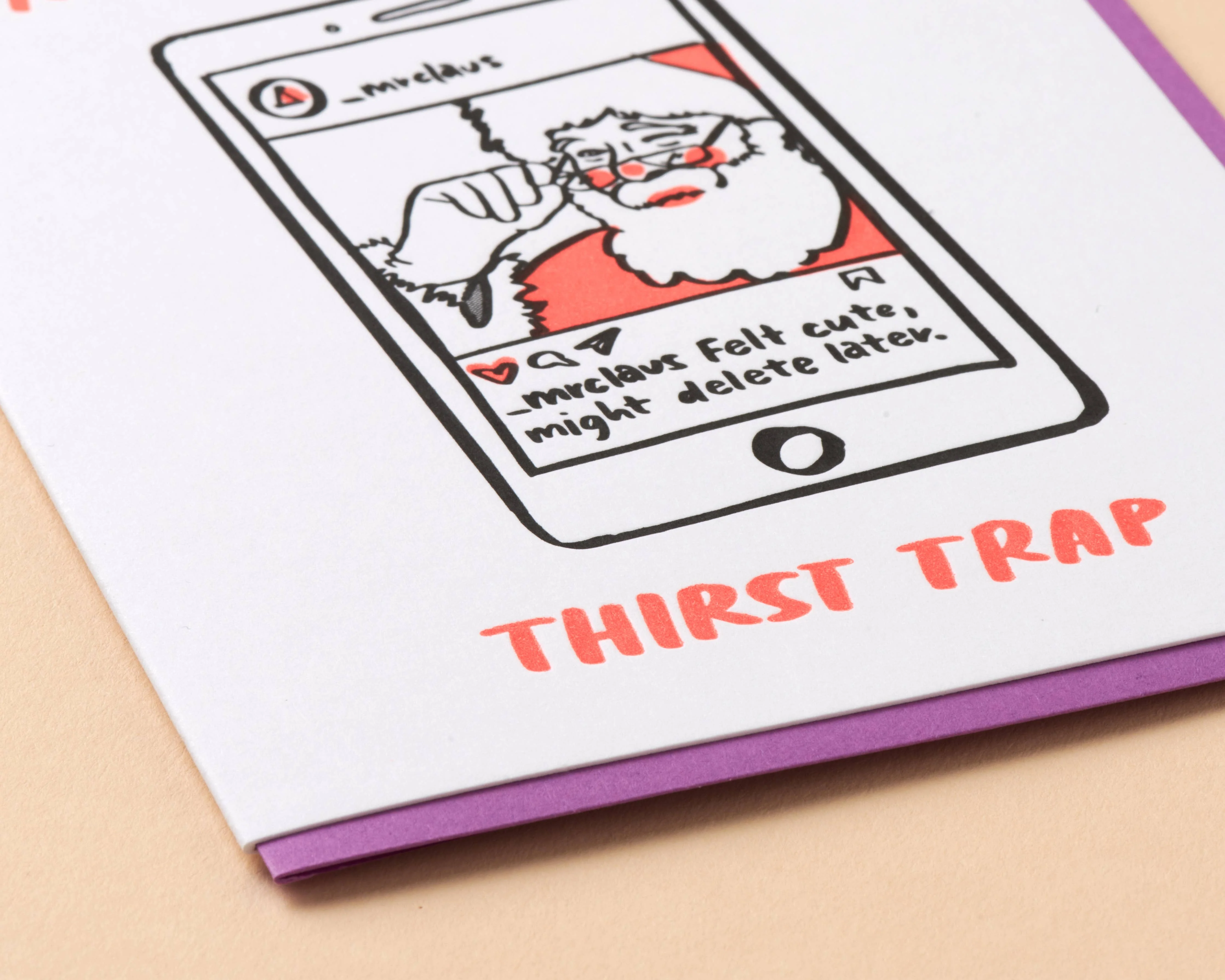 Thirst Trap Christmas Eve Letterpress Greeting Card - Santa card - Image 3