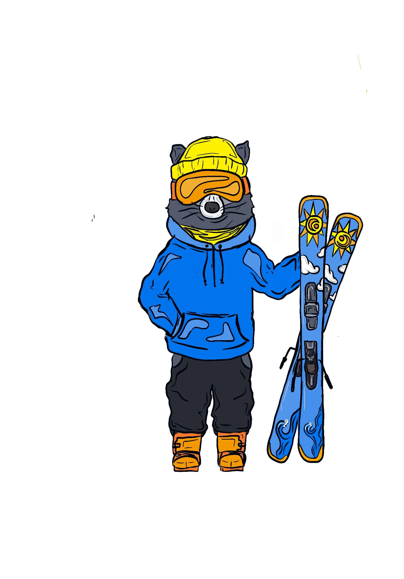 Skiing Raccoon Sticker - Image 3