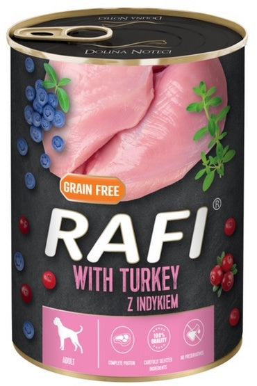 Rafi pies indyk puszka 400g – wsparcie skóry i trawienia