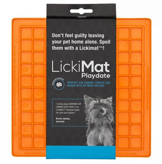 Lickimat playdate - kwadratowa mata do wylizywania w kolorze pomarańczowym - Image 1