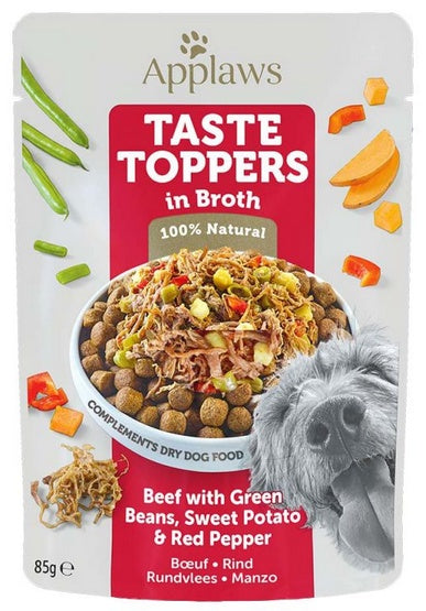 Applaws Taste Toppers Saszetka dla psa – wołowina, zielony groszek, bataty i czerwona papryka w sosie 85g
