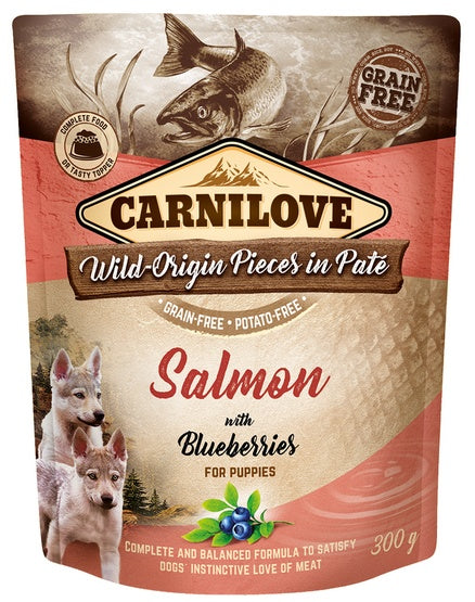 Carnilove Dog Salmon & Blueberries for Puppies – łosoś i jagody saszetka 300g