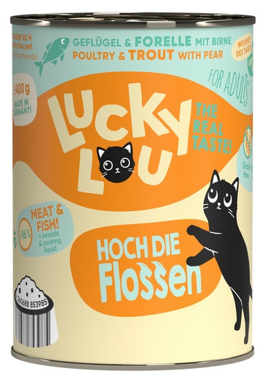 Lucky Lou Lifestage Adult Drób i pstrąg puszka 400g - Image 1