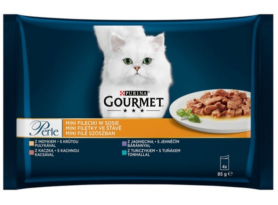 Gourmet Perle mix – cztery smaki w soczystym sosie 4×85 g