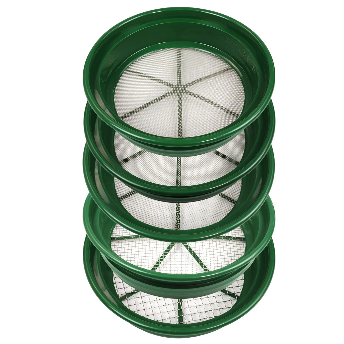 TerraX 5 pc Green Plastic Classifier Sifter Pan Set Stackable - Image 2