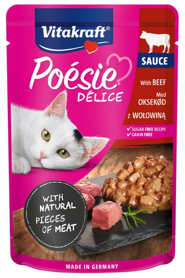 Vitakraft Poesie Deli Sauce wołowina – delikatny sos bez zbóż i cukru
