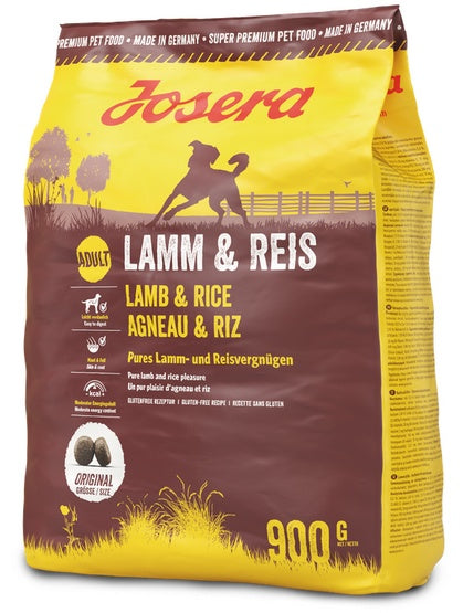 Josera adult lamm & reis – monobiałkowa karma dla psów – 900 g