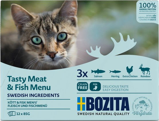 Bozita Cat Multibox z mięsem i rybą w sosie saszetki 12x85g - Image 2