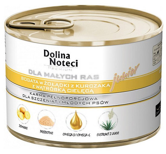 Dolina Noteci Premium Pies Mały Junior żołądki kurczaka i wątróbka cielęca 185g - Image 1