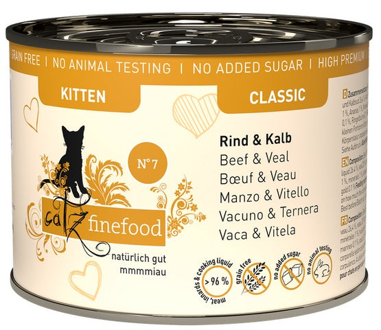 Catz Finefood Classic Kitten N.07 Wołowina i cielęcina puszka 200g - Image 1