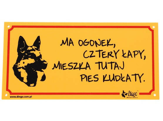 Dingo Tabliczka ostrzegawcza "Ma ogonek, cztery łapy, mieszka tutaj pies kudłaty" - Image 1