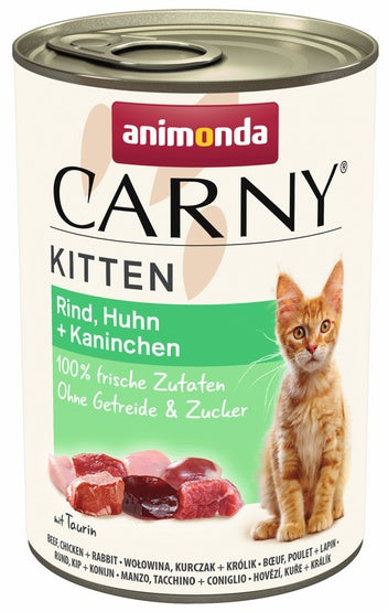 Animonda Carny Kitten Wołowina, Kurczak + Królik puszka 400g - Image 1