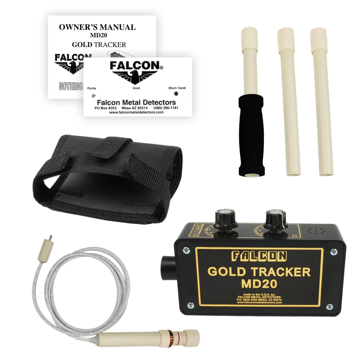 Falcon Gold Tracker MD20 Metal Detector 300kHz Probe with 3pc Handle & Holster - Image 2