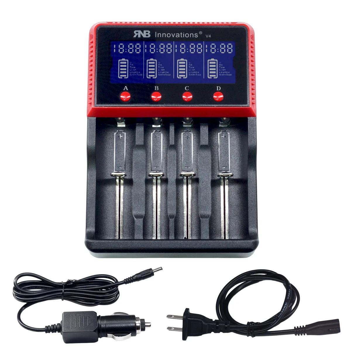 RNB Innovations Smart 4-Slot Portable High-Speed Rechargeable Battery Charger - Image 1