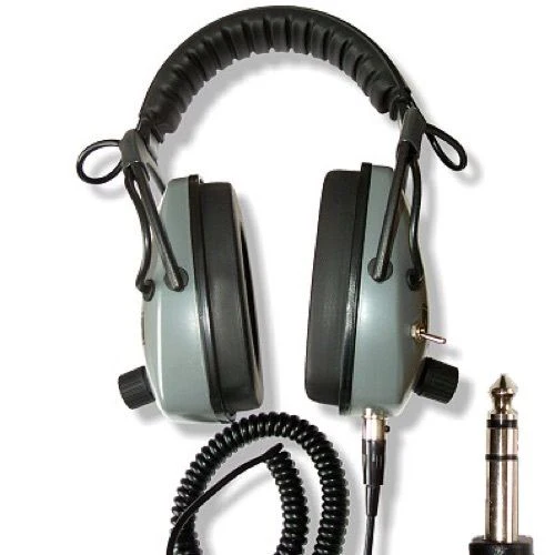 DetectorPro Gray Ghost NDT Headphones & 2 Coil Cables with 1/4" Angle Plug for Metal Detector - Image 1