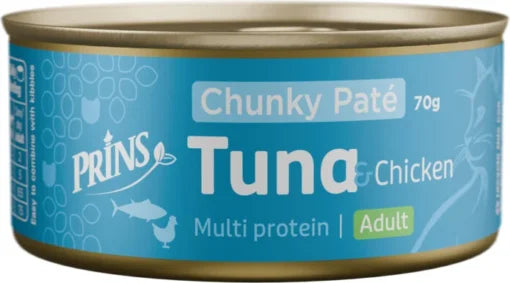 Prins Chunky Pâté Tuna & Chicken – Luxury Grain-Free Cat Food with Tuna and Chicken (24x70g)
