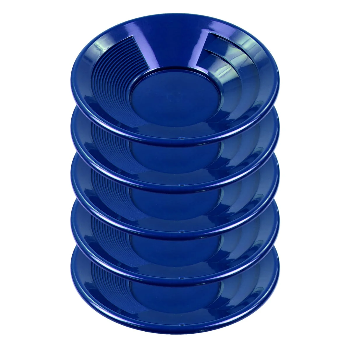TerraX 10″ Blue Dual Riffle Plastic Gold Pan Prospecting 5-Pack: - Image 1