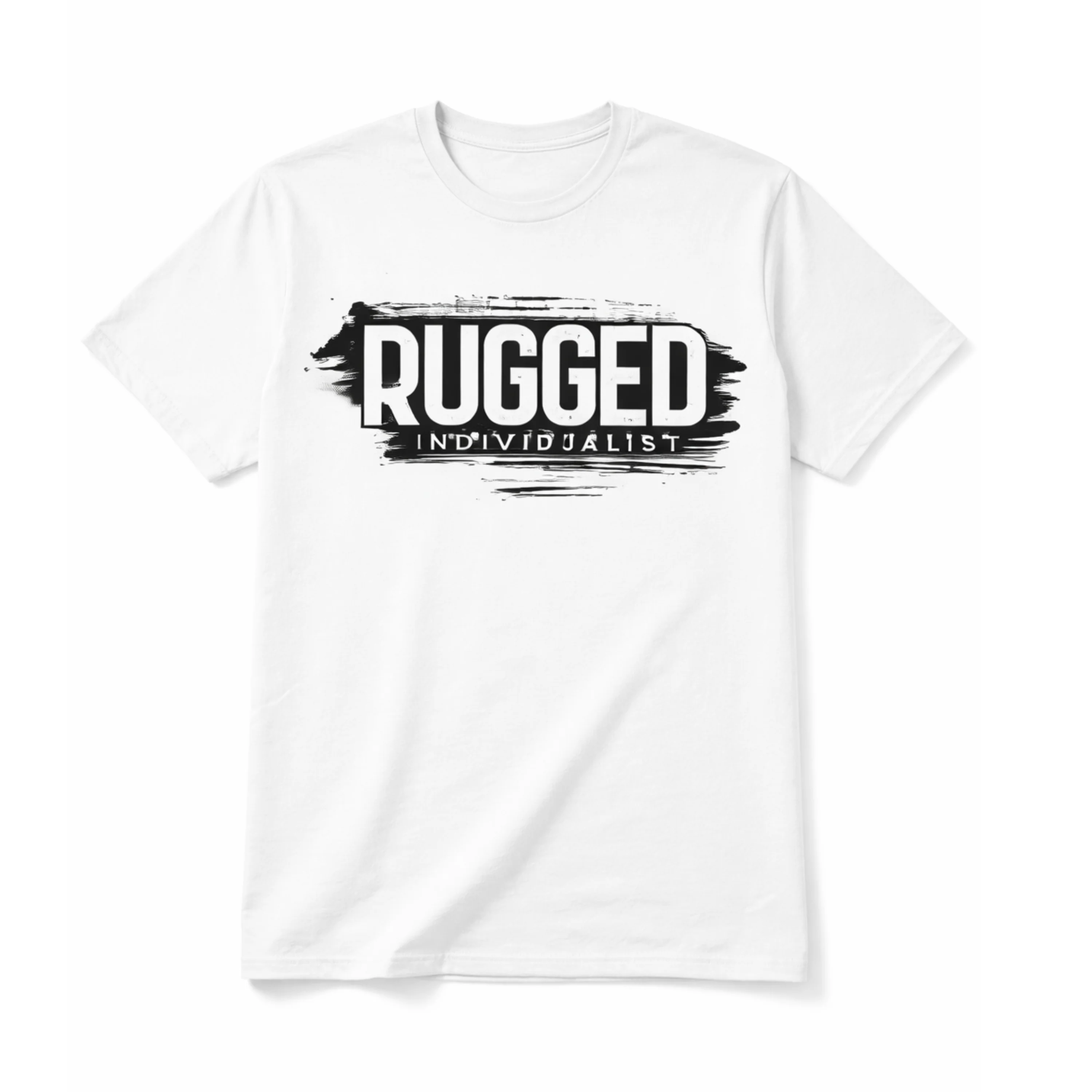 T-Shirt – Rugged Individualist Essential Tee – White with Black Print
