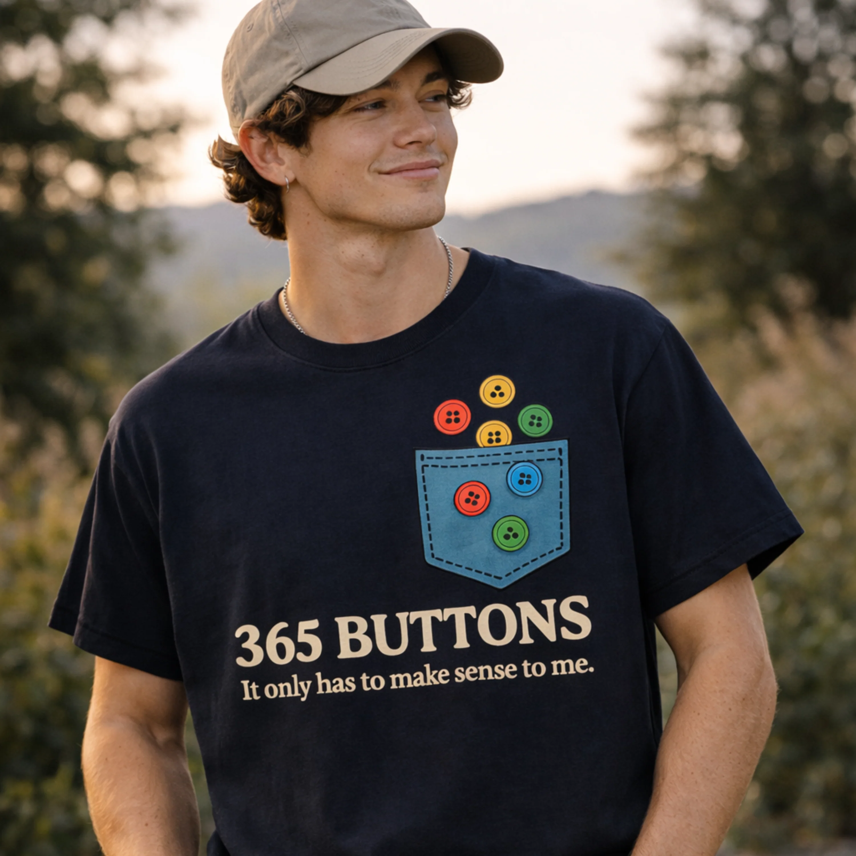 T-Shirt - 365 Buttons - Pocket - Image 2