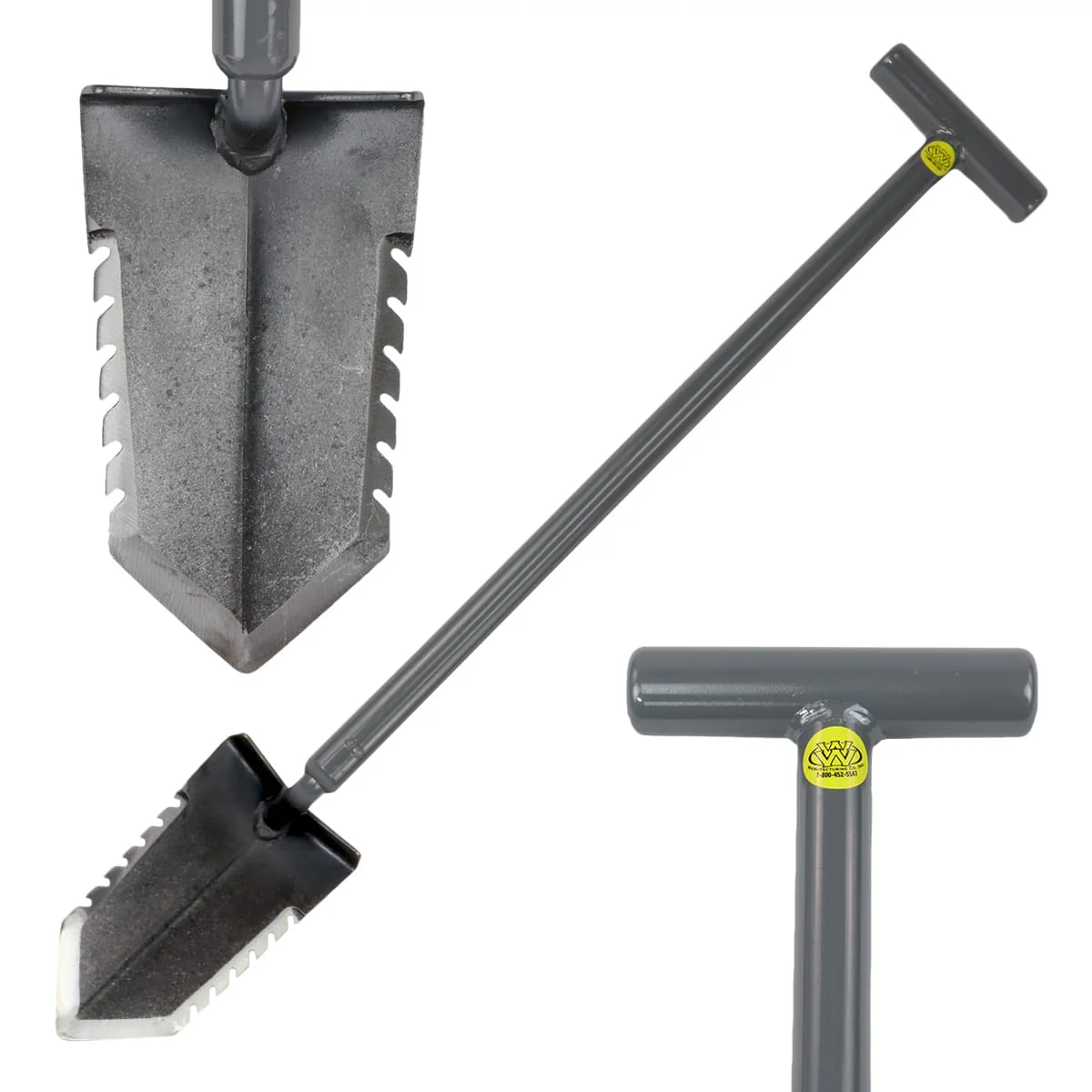 Lesche T- Handle 31" Heavy Duty Metal Detector Shovel Double Serrated Blade - Image 1